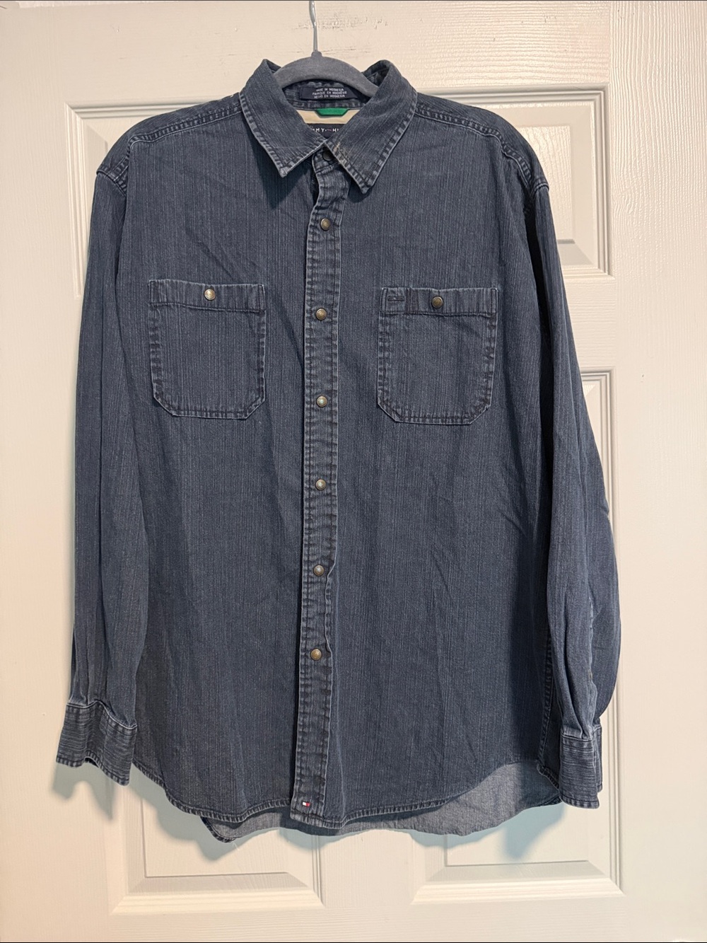 Tommy Hilfiger Men's Dark Blue Denim Button-Down Shirt